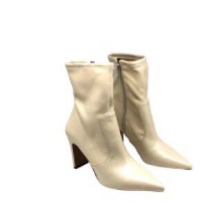 Franco Sarto Women’s Cream Pointed-Toe Block Heel Ankle Boots